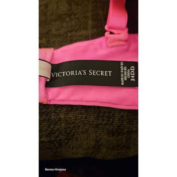 Victorias Secret Pink Lightly Lined Bra 34DD Polka Dot Detail Adjustable Straps - Picture 3 of 6
